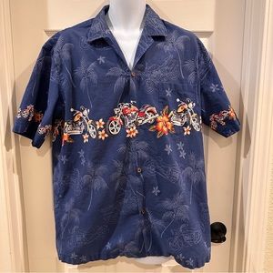 Winnie Fashion Vintage Hawaiian Aloha Shirt With Motorcycles XL